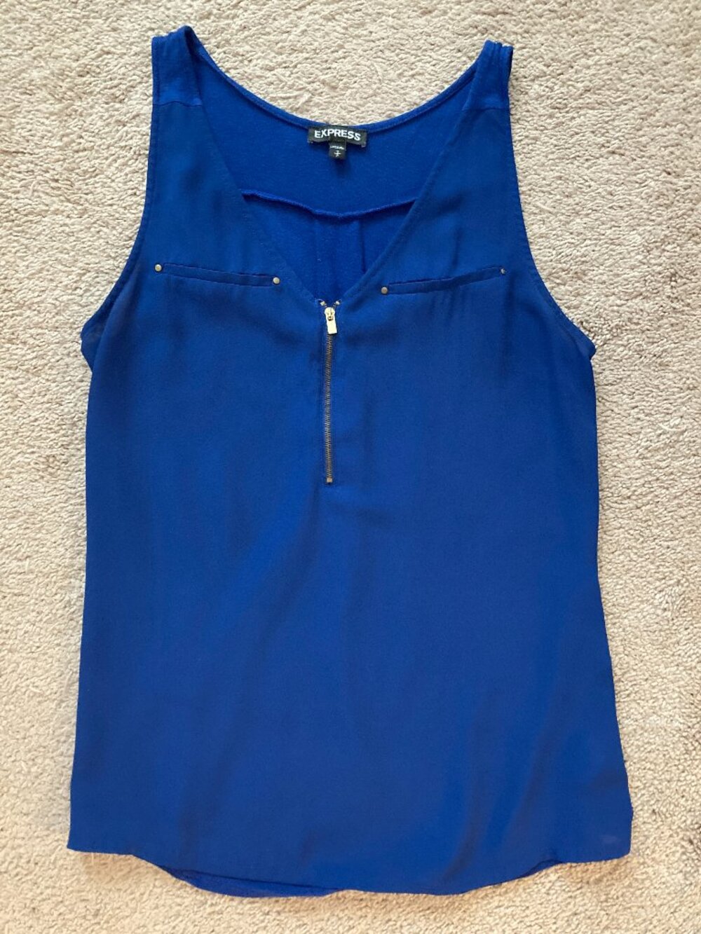 Express dark blue zipper tank size small